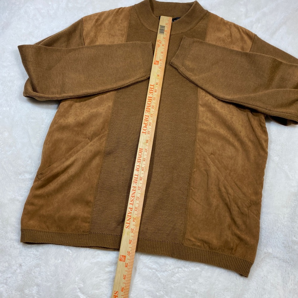 Pronti Mock Neck Sweater Faux Suede Accents Knit Pullover Brown Boho Mens XL - Picture 10 of 11
